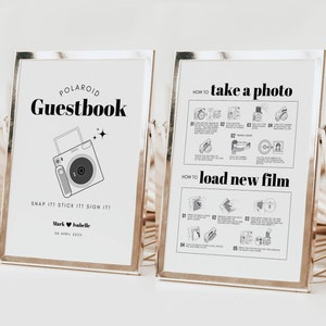 Instax Square SQ1 Instructions and Camera Guestbook Sign Bundle, Polaroid Instructions How to Take a Photo How to Load New Film Wedding Sign image 4