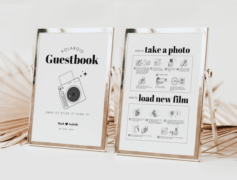 Instax Square SQ1 Instructions and Camera Guestbook Sign Bundle, Polaroid Instructions How to Take a Photo How to Load New Film Wedding Sign image 4
