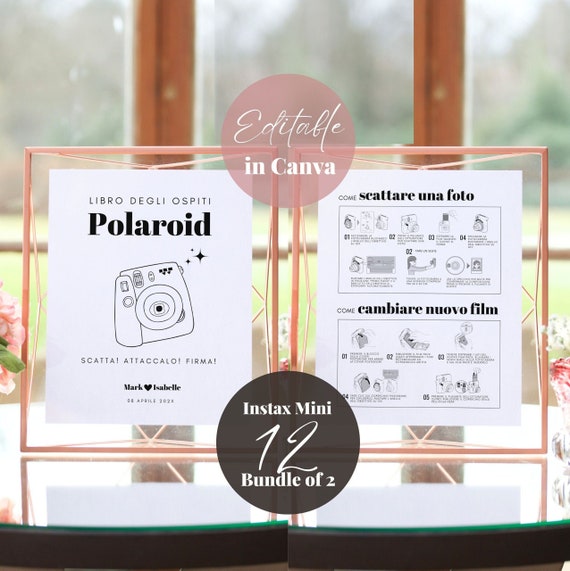 Italian Instax Mini 12 Instructions and Camera Guestbook Sign