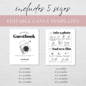 Instax Square SQ1 Instructions and Camera Guestbook Sign Bundle, Polaroid Instructions How to Take a Photo How to Load New Film Wedding Sign image 7