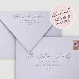 Envelope Printing Service for A7 Envelopes for Wedding Invitation and Save the Date Cards, Black Ink Recipient and Return Address Printing