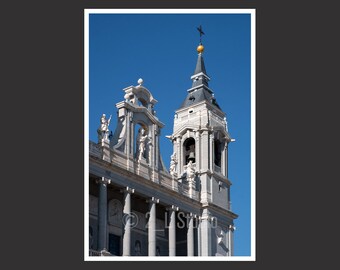 Catedral de Almudena #3 Madrid Espanha, fotografia de viagem, impressão de pôster colorido de Madrid, decoração de parede de Madrid, paisagem urbana da Espanha, foto detalhada
