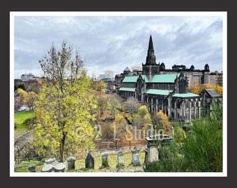Glasgow Cathedral #5 Scotland, Travel Photography, Color Glasgow Poster Print, Glasgow Wall Decor, Scotland Cityscape, Landscape
