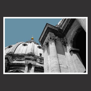 Saint Peter&#39;s Basilica #4 Rome Italy, Travel Photography, B/W Rome Poster Print, Rome Wall Decor, Rome Cityscape, Detail