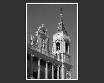 Catedral de Almudena #4 Madrid Espanha, fotografia de viagem, impressão de pôster em preto e branco de Madri, decoração de parede de Madri, paisagem urbana da Espanha, foto detalhada