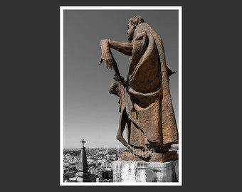 Catedral de Almudena #6 Madrid Espanha, fotografia de viagem, impressão de pôster em preto e branco de Madri, decoração de parede de Madri, paisagem urbana da Espanha, foto detalhada