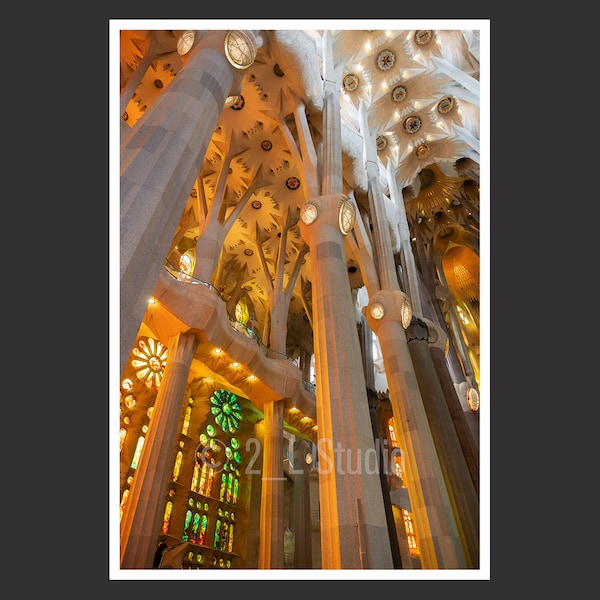 Sagrada Familia #5 Barcelona, Travel Photography, Color Barcelona Poster Print, Barcelona Wall Decor, Barcelona Cityscape, Interior Detail