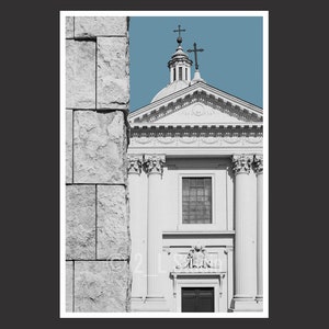San Rocco Roma Italia, Fotografia di viaggio, Stampa poster Roma in bianco e nero, Decorazione murale di Roma, Paesaggio urbano di Roma, Architettura di dettaglio
