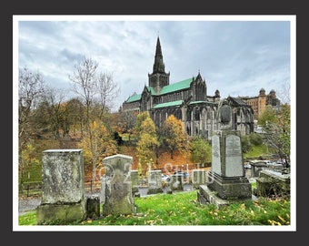 Glasgow Cathedral #6 Scotland, Travel Photography, Color Glasgow Poster Print, Glasgow Wall Decor, Scotland Cityscape, Landscape