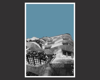 Casa Mila #9, La Pedrera Barcelona, Travel Photography, B/W Barcelona Poster Print, Barcelona Wall Decor, Barcelona Cityscape, Detail