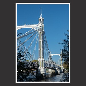 アルバート橋ロンドン、旅行写真、カラーロンドンポスタープリント、ロンドンの壁飾り、ロンドンの街並み、橋、詳細