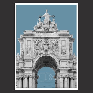 Rua Augusta Arch #2, Lisbon, Portugal, Travel Photography, B/W Lisbon Poster Print, Lisbon Wall Decor, Portugal Cityscape