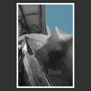 Guggenheim Museum #3 Bilbao Spain, Travel Photography, B/W Bilbao Poster Print, Bilbao Wall Decor, Spain Cityscape, Detail