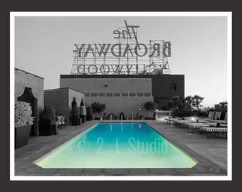 De Broadway Hollywood, reisfotografie, zwart-wit/kleur Los Angeles Poster Print, Los Angeles Wall Decor, Los Angeles Cityscape