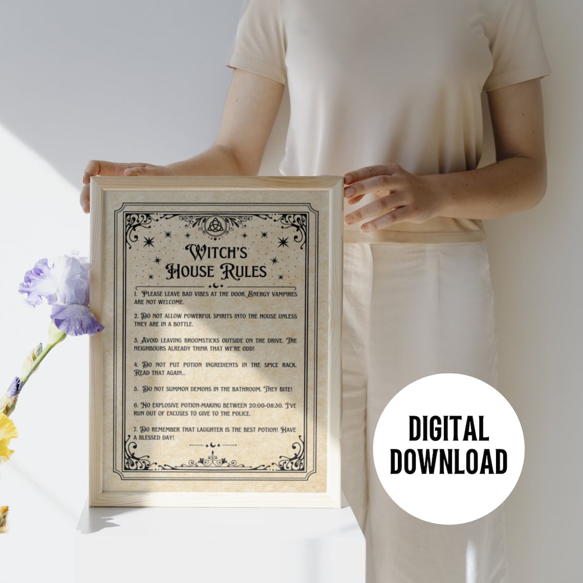 Witch's House Rules Sign Printable | Boho Home Decor | Witchy ...