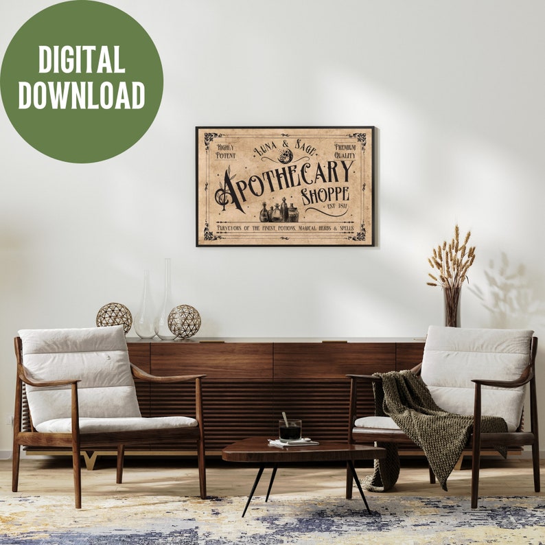 Vintage Apothecary Sign Printable Landscape Witches Apothecary Sign