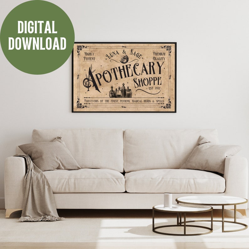 Vintage Apothecary Sign Printable Landscape Witches - Etsy