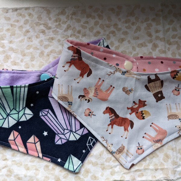 Reversible Baby Bandana Dribble Bibs with Adjustable Snaps