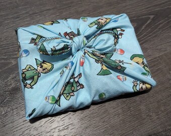 Zelda Link Wind Waker Confezione regalo riutilizzabile / Carta da regalo in tessuto / Furoshiki / Confezione regalo sostenibile