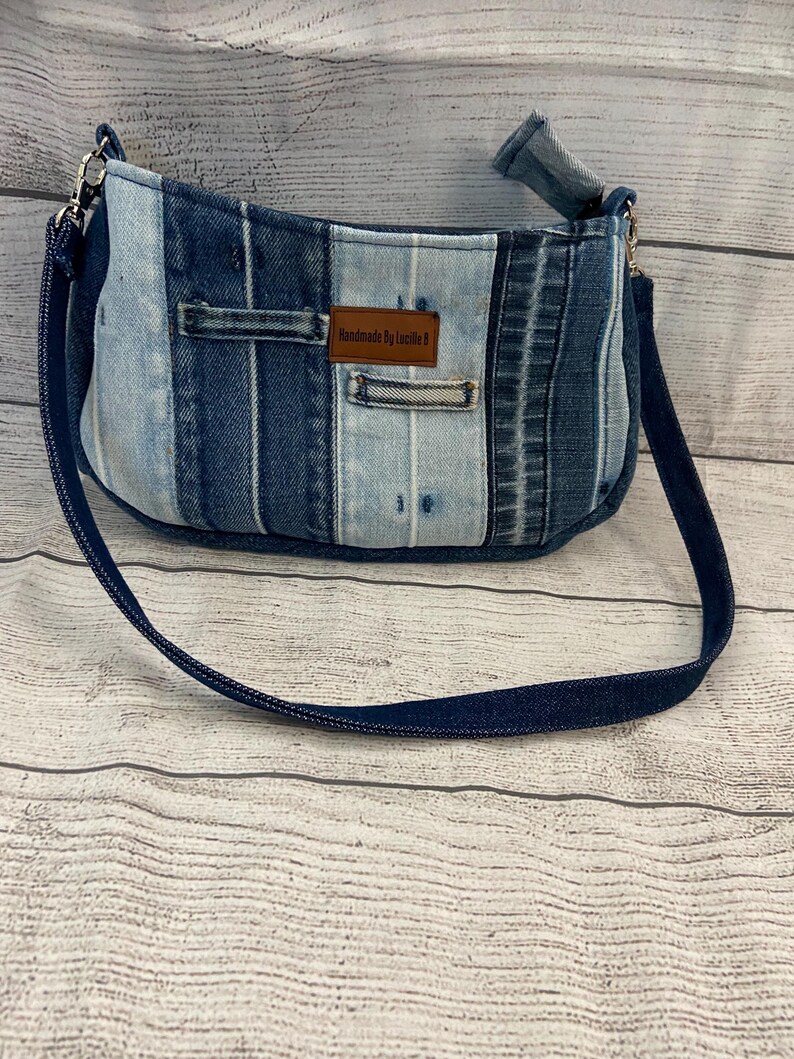 Handcrafted Denim Tie-Dye Purse: Upcycled Jean Shoulder Bag image 7