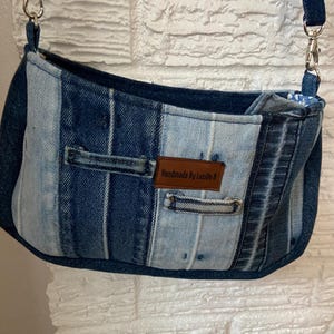 Handcrafted Denim Tie-Dye Purse: Upcycled Jean Shoulder Bag image 3