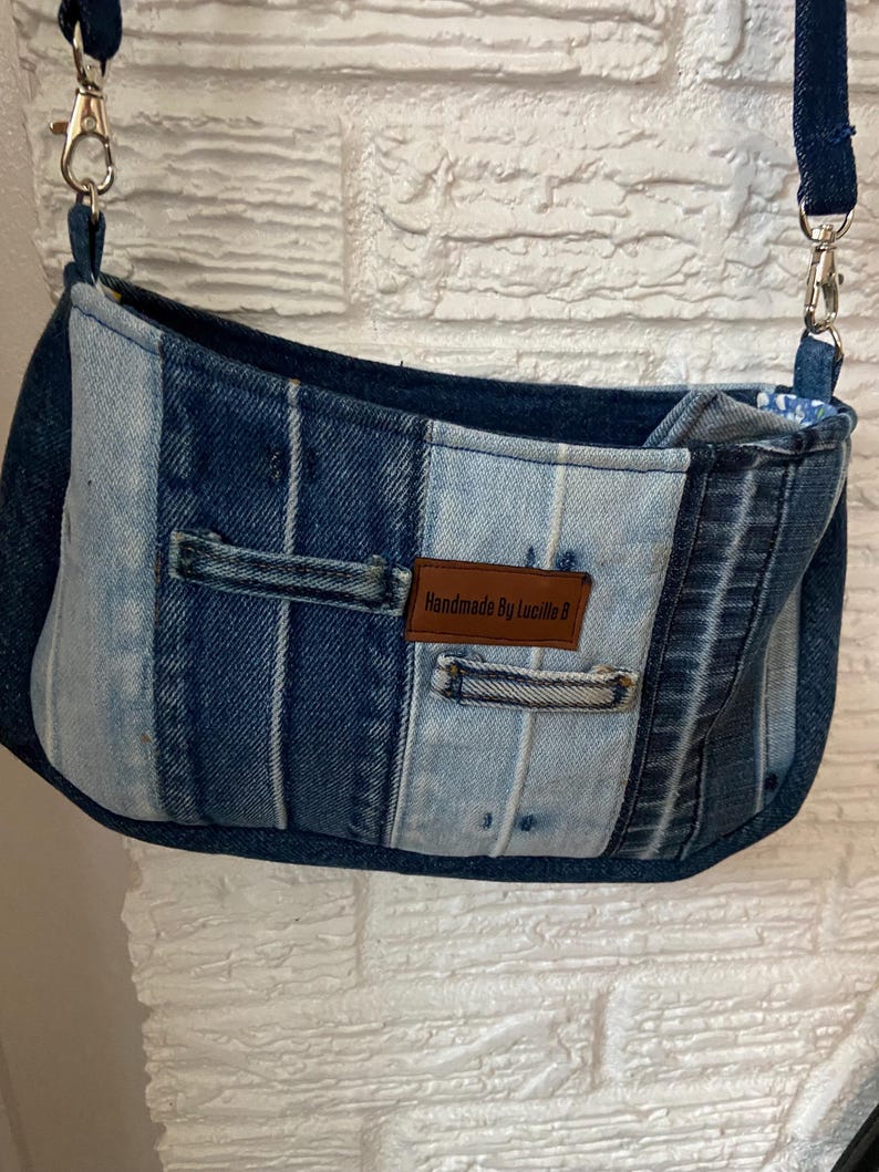 Handcrafted Denim Tie-Dye Purse: Upcycled Jean Shoulder Bag image 3