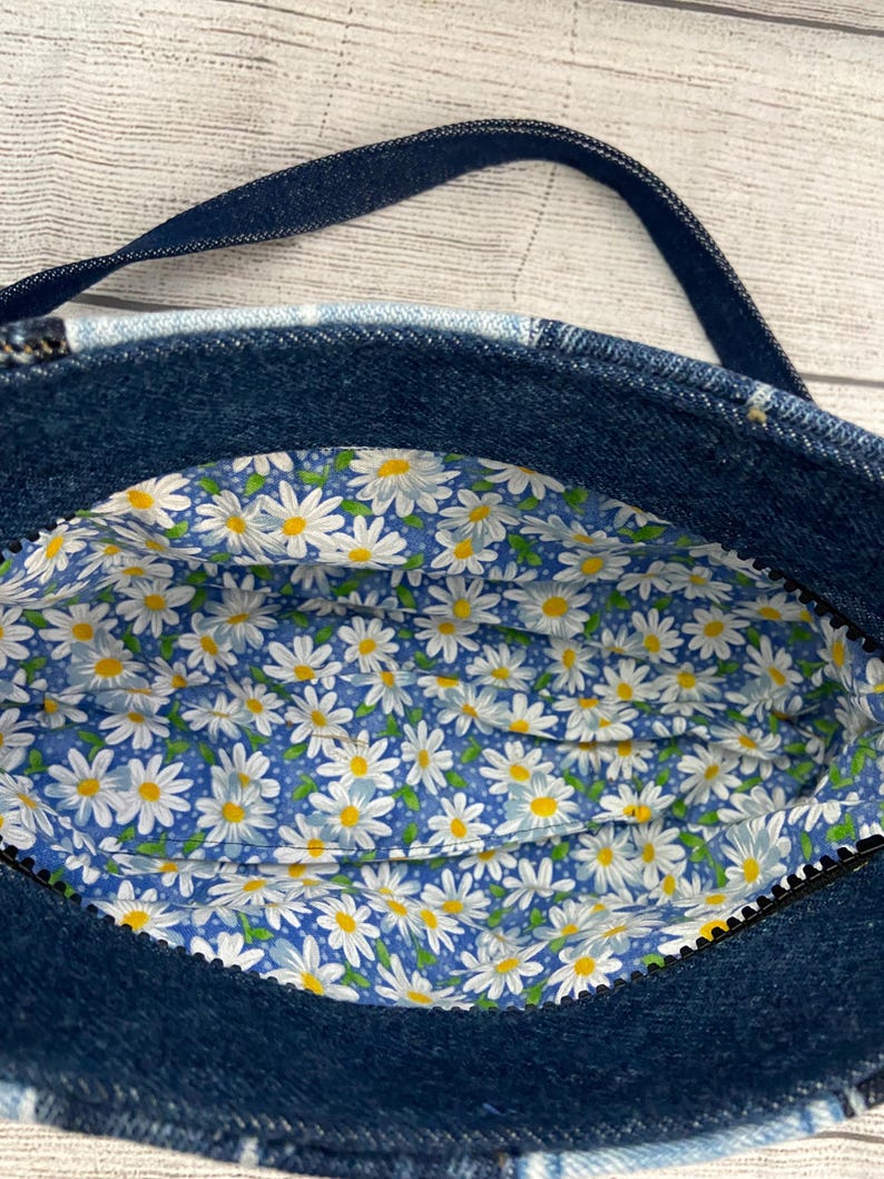 Handcrafted Denim Tie-Dye Purse: Upcycled Jean Shoulder Bag image 8