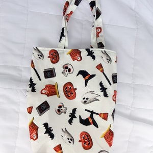 Personalized Halloween Trick or Treat Tote Bag, Handmade Cotton Candy Bag