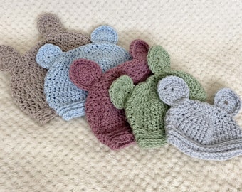 Baby Bär Mütze gehäkelt: Handgenähte Fotorequisite für Neugeborene