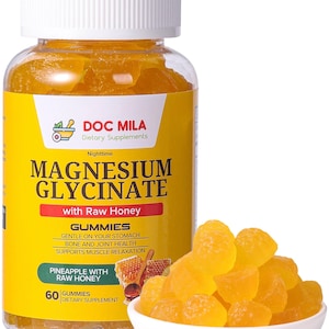 Magnesium Glycinate Gummies 100mg for Kids and Adults- 5-in-1 Formula - High Absorption and Bioavailability