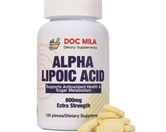 Premium Alpha Lipoic Acid 120 Caplets 800mg - Nerve Sciatica Peripheral Neuropathy Pain Relief - Gluten Free, Vegan, Soy Free & Non-GMO