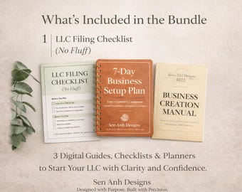 LLC Business Setup Bundle | Step-by-Step Filing Checklist + 7-Day Plan | Complete LLC Start Guide