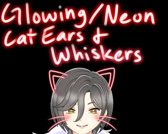 Vtuber Asset | Live2D Glowing/ Neon Cat Ears & Whiskers
