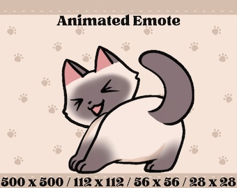 Twitch Animated Emote Cute Cat Siamese Stream Assets Kawaii Cat Love