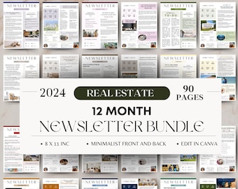 Real Estate Newsletter Template  Mailler Bundle Real Estate Marketing 12 Month Realtor Newsletter Real Estate Farming Newsletter | Canva