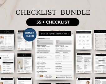 Seller Black Luxury Real Estate  Checklist BundleTemplate , Prep - Listing Template, Closing Day Checklist ,Editable Digital Real Estate