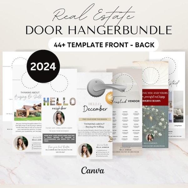 Real Estate Agent Door Hangers Tag Bundle Template, Real Estate Neighbor Sell, Real Estate Marketing,Door Knocking Real Estate Farming,