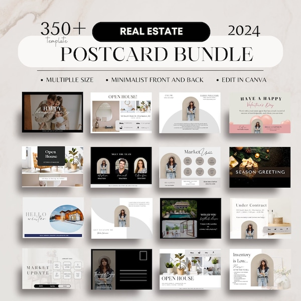 Real Estate Postcard Bundle Luxury Template, Introduction Market update , just listed Luxury Sellers Real Estate Marketing Postcards
