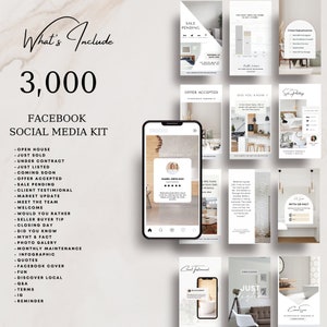 May include: A social media kit for real estate agents with 3,000 Facebook posts. The kit includes a variety of templates for different types of content, such as open houses, just sold listings, client testimonials, and market updates. The kit also includes a variety of graphics and images that can be used to create engaging and informative posts.