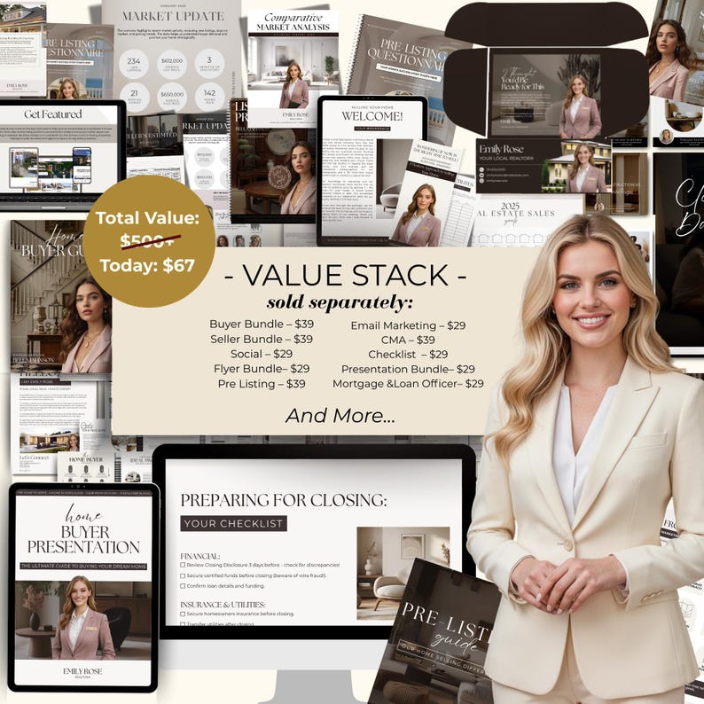 Real Estate Marketing Bundle, Realtor Social Media, Buyer Seller Guides (Digital Download) image 7