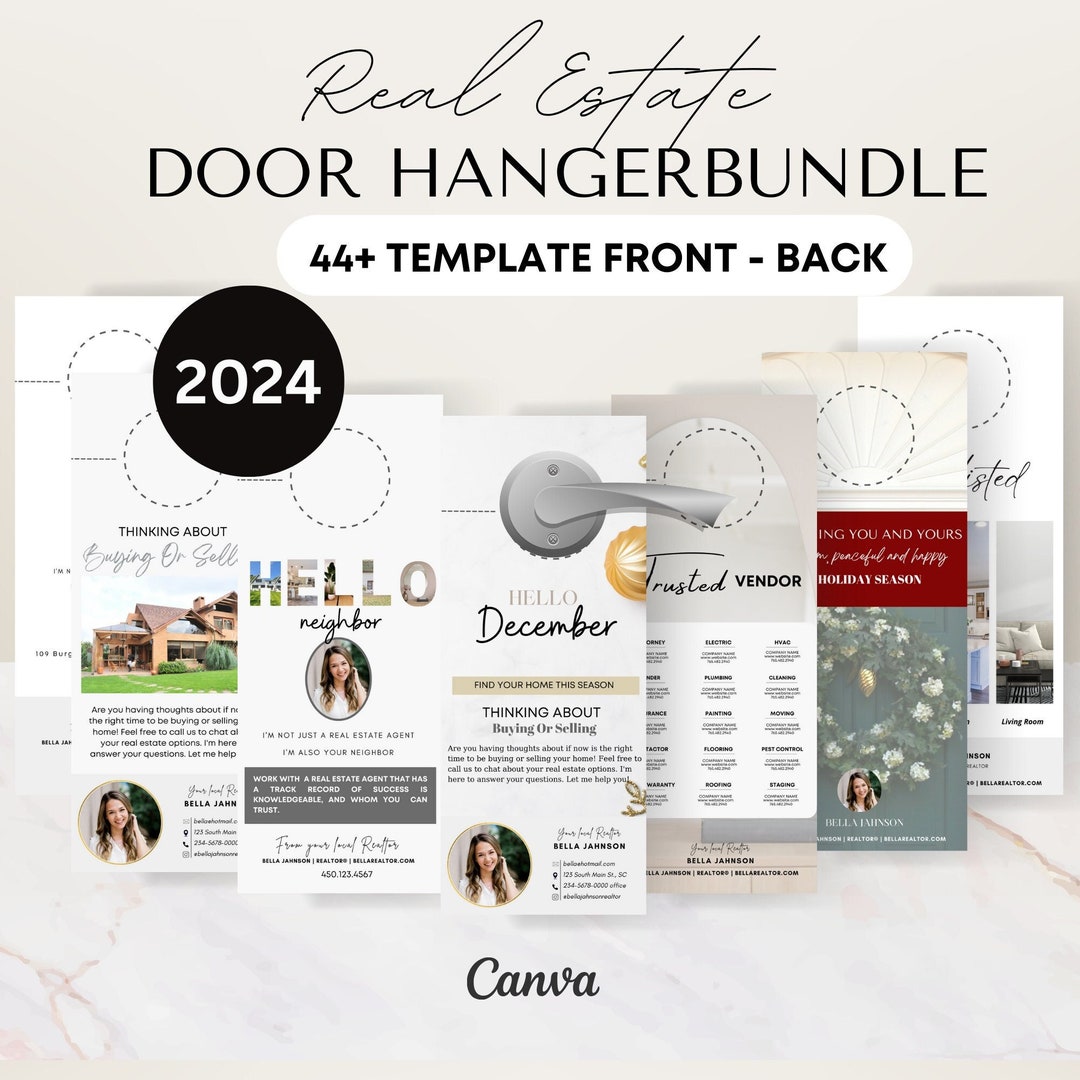 Real Estate Agent Door Hangers Tag Bundle Template, Real Estate