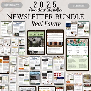 2025 Real Estate Newsletter Marketing  Mailler Bundle Real Estate Marketing 12 Month Realtor Newsletter Real Estate Farming Newsletter |