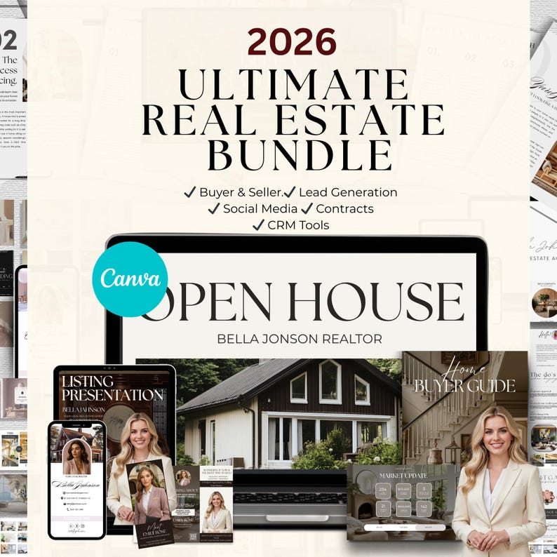 Real Estate Marketing Bundle, Realtor Social Media, Buyer Seller Guides (Digital Download) image 1
