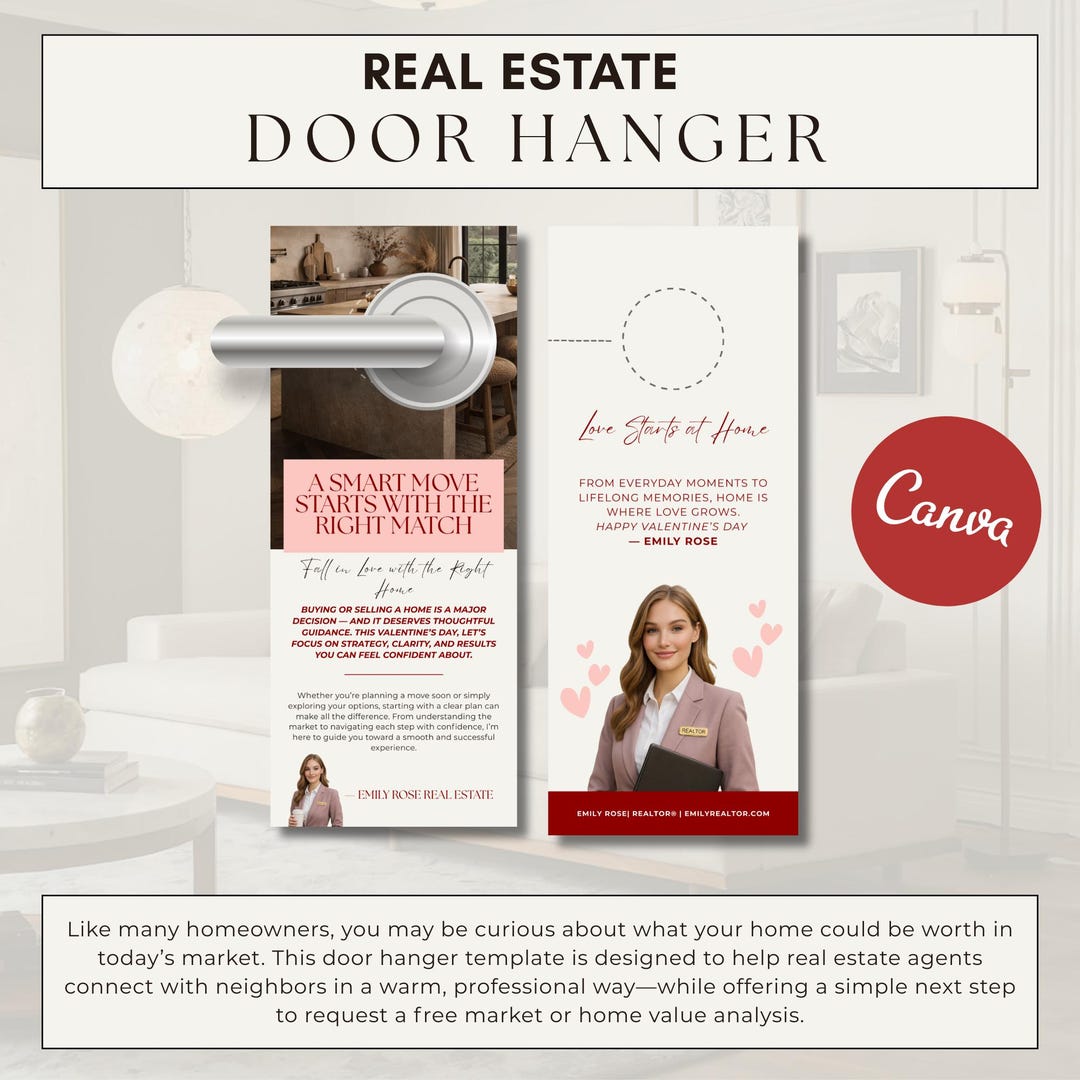 Valentine's Day Real Estate Door Hanger Template,real Estate Marketing ...