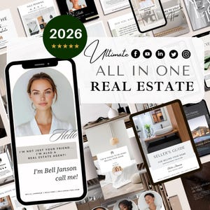 Plantillas para redes sociales de agentes inmobiliarios: Publicaciones e historias de Instagram (Descarga digital)