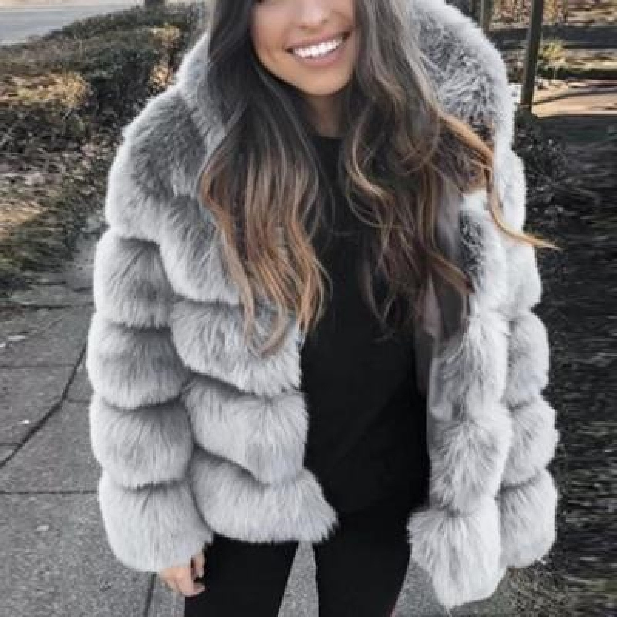 Fur hood and cuff hotsell coat