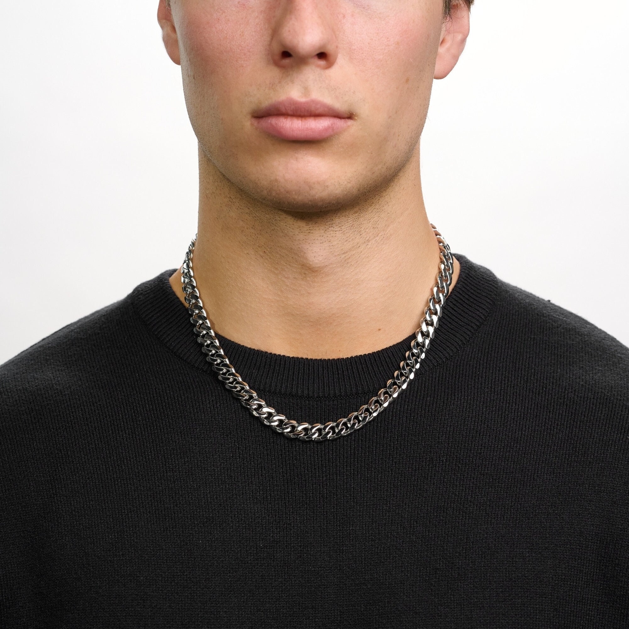 LAVER ラバー 11MM CURB CHAIN T BAR taxco Heavy Long Taxco, Mexican 925 Sterling Silver Curb Chain