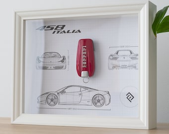 Décoration Ferrari clé encadré - Blueprint avec NFC