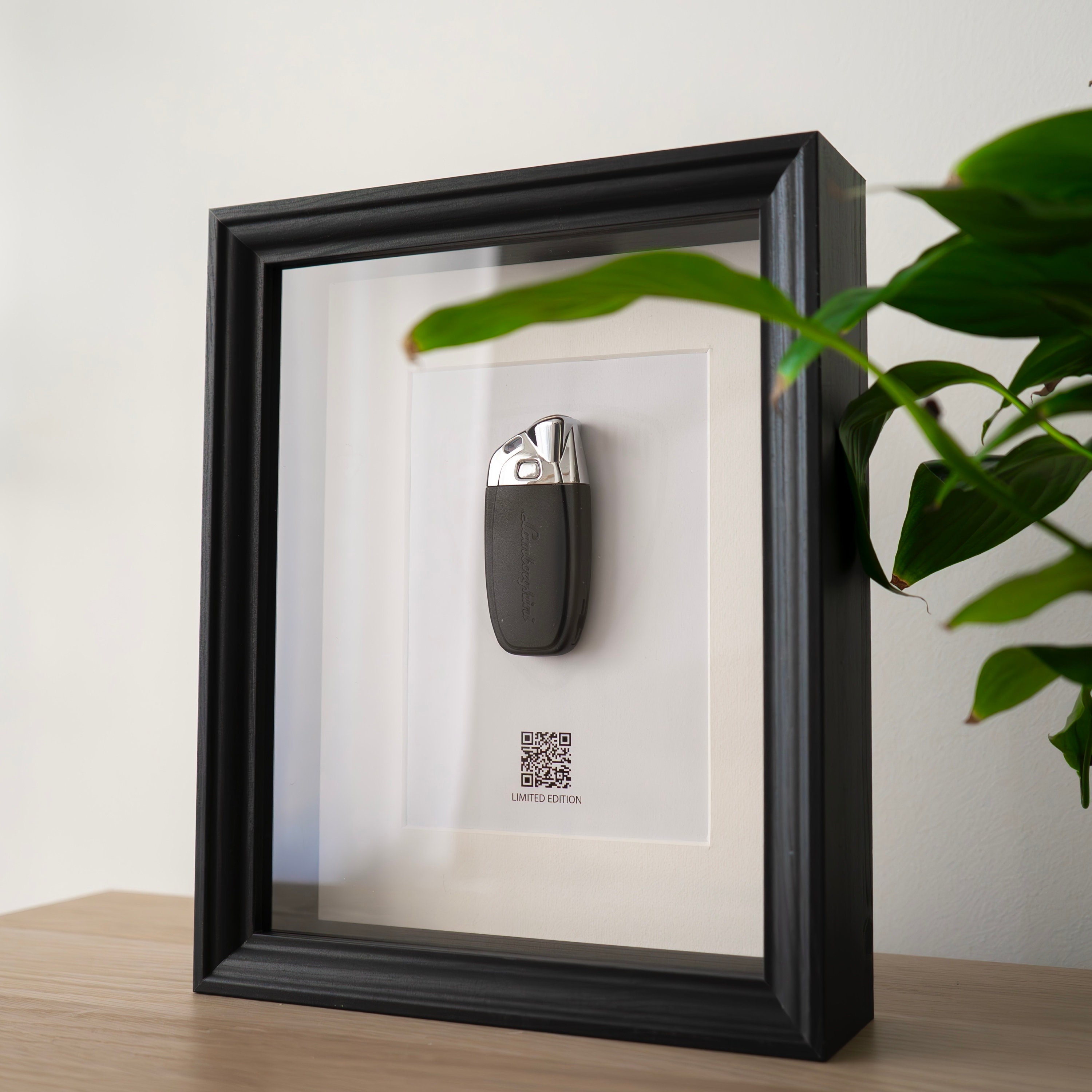 Framed Authentic Lamborghini Aventador Key With QR Code | Luxury