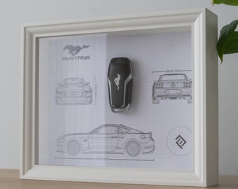 Décoration clé de Mustang encadré - Blueprint avec NFC